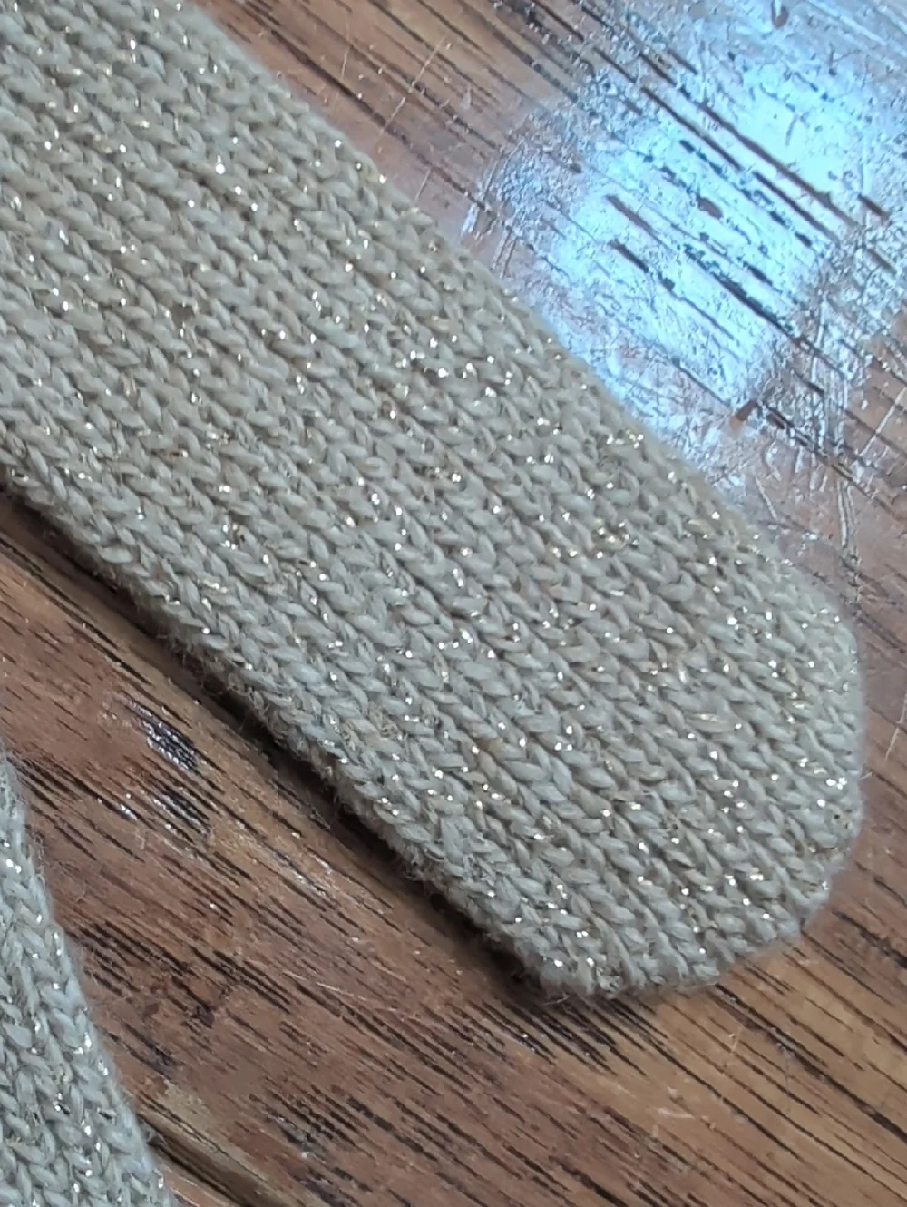 Armani Exchange Metallic Gold Shimmer Beige Knit Gloves